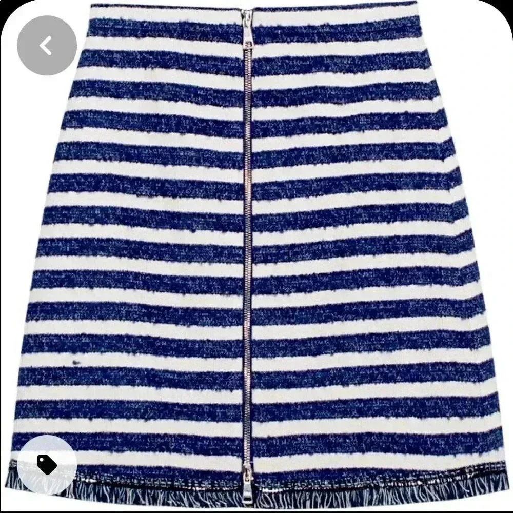 Sonia Rykiel Zip Front Ecru & Navy Mini Skirt 38​​
